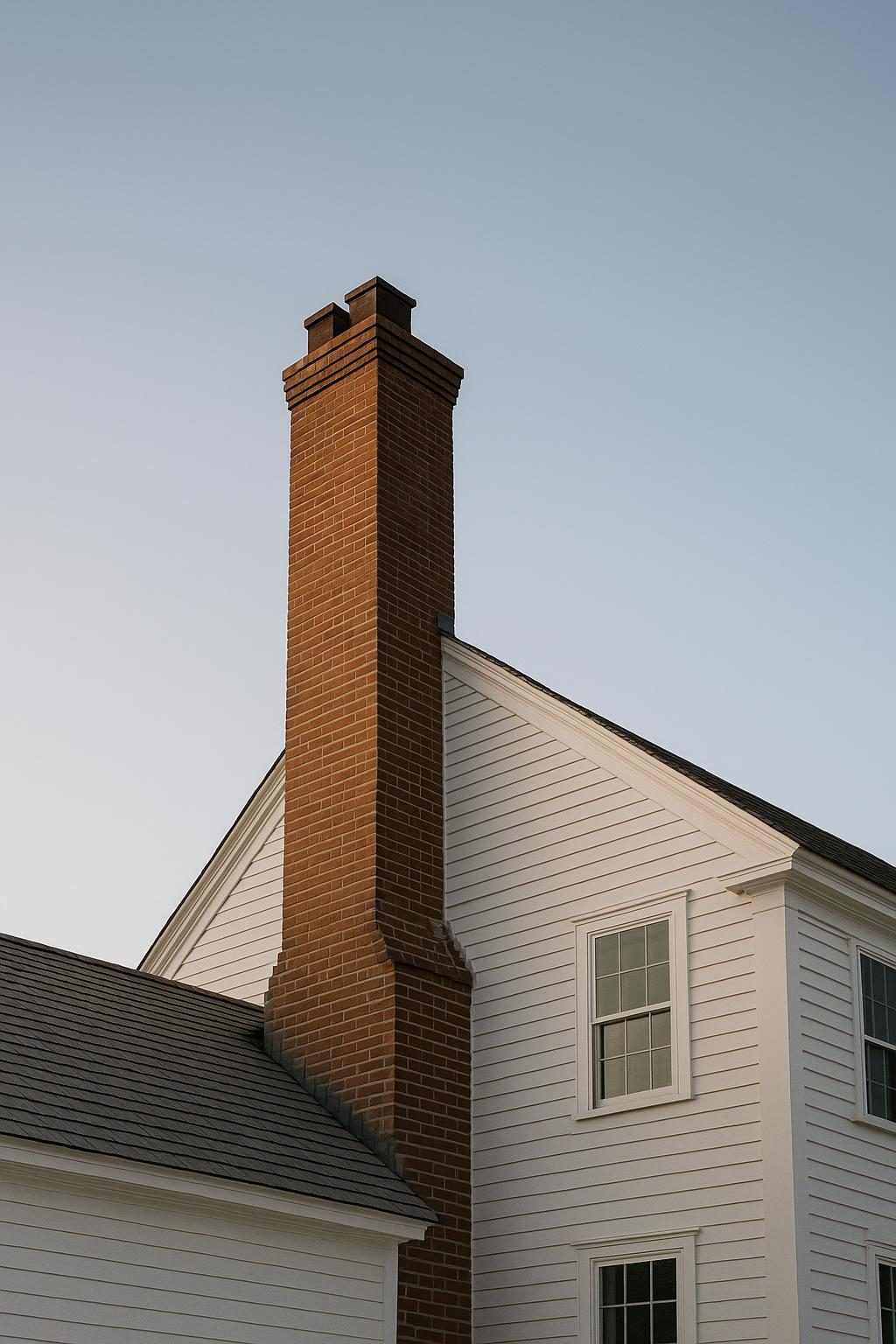Brick chimney on a colonial house (illustration)